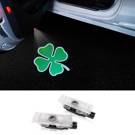 LED Car Door Lights Logo Projector for Alfa Romeo Ghost Lights Puddle Laser Welcome Courtesy Emblem Lamp Compatible with Stelvio, Mito, Giulietta, Giulia Car Accessories (Clover)