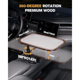 Aucoza Car Desk for Laptop, Car Table & Car Tray with 360° Rotating Cup Holder, Adjustable Height Car Food Tray