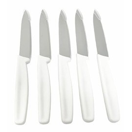 5 Pack - 4" Commercial Kitchen Paring Knives - White Handles, Razor Sharp