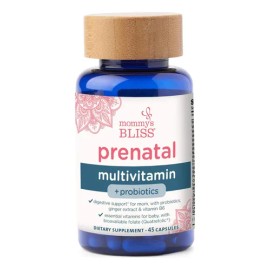 Mommys Bliss Multivitamínico Prenatal + Probioticos 45 Caps. Sabor Sin Sabor