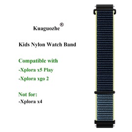 Kuaguozhe Nylon Strap Compatible with Xplora X5 / XGO 2/ XGO 3 Strap, Soft Lightweight Nylon Breathable Wristband Adjustable Replacement Sport Strap for Women Men,Yellow Blue