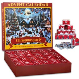 Advent Calendar 2024 Jigsaw Puzzles, 24 Box Christmas Puzzle Countdown Calendar, 1000 Pieces Jigsaw Puzzle for Adults Kids Family Game in Christmas