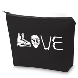 ZJXHPO Hockey Player Cosmetic Bag Ice Hockey Travel Case Gift Hockey Mom Survival Kit Hockey Team Gift Hockey Lover Makeup Zipper Pouch Bag (C-BL Hockey)