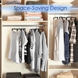 Hanger Central 30 Pack Pants Hangers – 10 Inch Slim Plastic Clothes Hangers with Clips for Skirts, Pants, Shorts – Heavy Duty Space Saving Non Slip Closet Organizer with Swivel Hook – Black