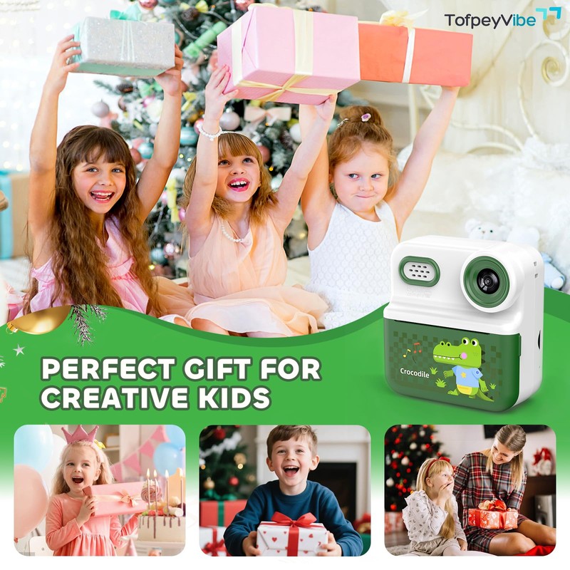 ofpeyVibe Kids Instant Print Camera – 48MP Dual Lens, 1080P