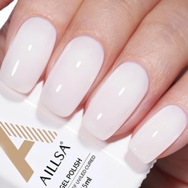 AILLSA Milky White Gel Nail Polish Morning Star Nude Gel Polish Light Color Translucent Gel Polish Long Lasting Neutral Natural Jelly Nails Soak Off U V Gel for French Manicure at Home 0.51 Oz GB134