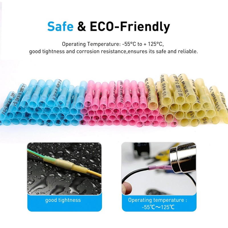 Nilight 200PCS Heat Shrink Butt Connectors - Waterproof Wire Connectors