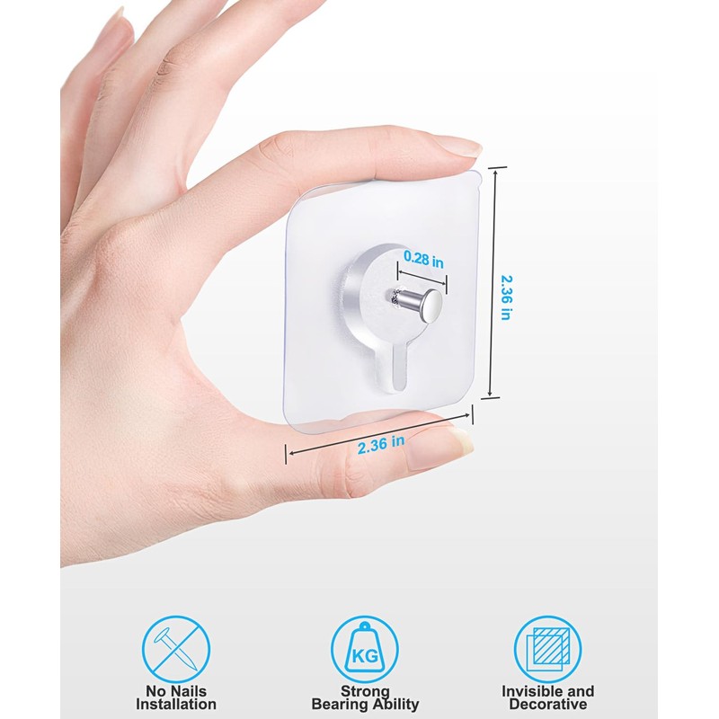 YOGEERNIC Adhesive Hooks for Wall(13lb Max), Wall Hangers without Nails