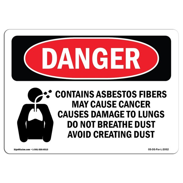 OSHA Danger Sign - Contains Asbestos Fibers | Aluminum Sign