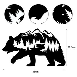 Hotop Metal Bear Wall Art Metal Rustic Forest Wall Decor Bear Wilderness Art Forest Decor for Living Room Bedroom Indoor Decoration Supplies, 14 x 8.5 Inch(Black)