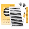 QUEWEL DIY Lash-Extensions Kit MIX10-18mm Lash-Clusters with Bond&Seal Super Hold,