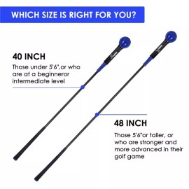 Unbranded 40/48'' Golf Swing Trainer Whip Practice Tempo Strength Training Whip Beginner - Blue, 48 INCH