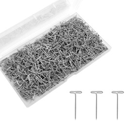 Tinoaly 1500pcs Wig T Pins, 1in Metal Straight Head Stick T Pins for Jewelry Sewing Wig Making Fabric Blocking Knitting Quilting Crochet and Picture Hanging DIY Crafts Supplies
