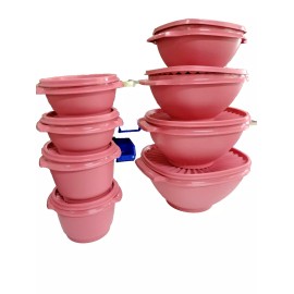 Tupperware Heritage 16-piece Square and Round Bowl Set W/ Lids - Terracotta