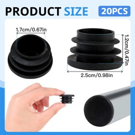 Hugwish 20 x Lamellar Plugs, Round, 16/22/25 mm for Outer Pipe Diameter, Tube Plugs, Round, Chair Leg Plugs, Plastic Plugs, Plastic Caps for Pipes (25 mm, 20 Pieces)