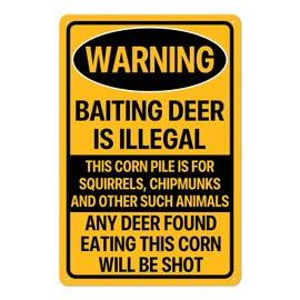 Hunting Gifts for Men Cabin Decor Funny Hunting Signs for Man Cave Bar Sign Unique Gifts for Hunters Hunt Warning Baiting Deer Is Illegal Metal Tin Signs Cool Hunter Gift Accessories 8x12 Inch