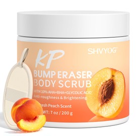 SHVYOG KP Bump Eraser Body Scrub con 10% AHA+BHA y ácido glicólico, exfoliante corporal para piel de pollo y fresa, ayuda a reducir los bultos de la piel, alivia el enrojecimiento áspero, cabello