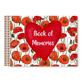 Poppy Flowers Book of Memories | Memory Book | Guestbook for Funerals, Weddings, Birthdays, Baby Shower | Celebrations | A4 Spiral Bound | 80 Pages | Book of Condolence | Scrapbook | Photo Album
