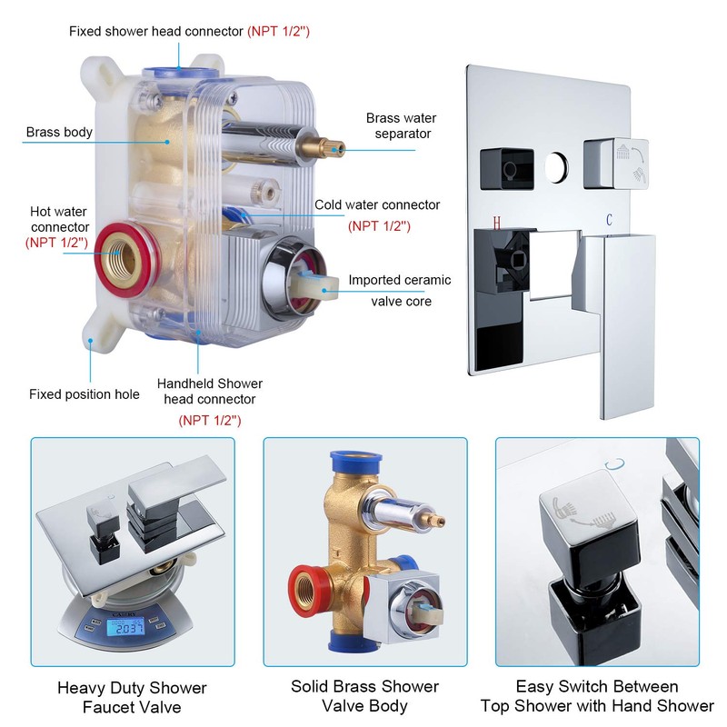 SunCleanse Shower Faucet System with 8 Inches Rain Shower Head,