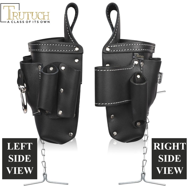 TRUTUCH Black Leather Electrician Tool Pouch with Leather Work Belt