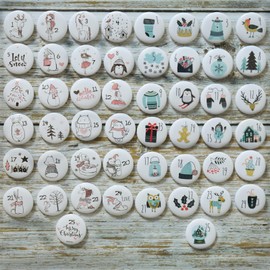 DAHI 2 Sets Advent Calendar Number Buttons Number 1-25 for DIY Christmas Calendar for Jute Bags, Pin Pins