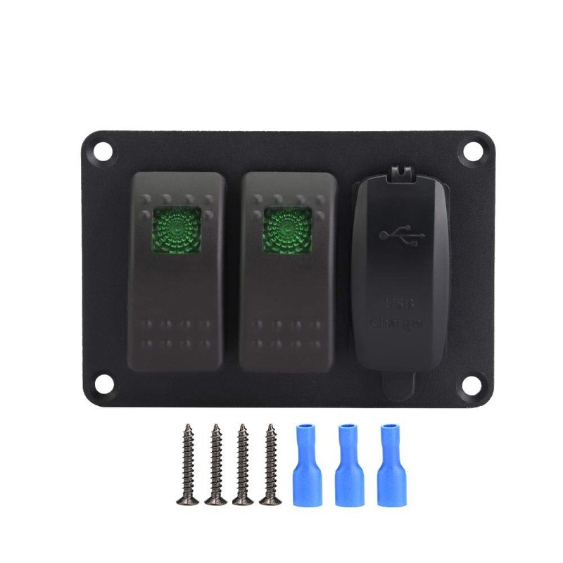 2 Gang Rocker Switch Panel with 45 Pattern Stickers, Keenso