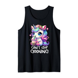 CANT STOP GOONING Funny Brainrot Meme 2025 Unicorn Cringe Tank Top