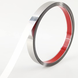 Wall Trim & Fireplace Molding | Silver Stainless Steel Metalized Mirror-Like Finish, Peel and Stick Design, 16.4 ft x 1.6 in