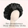 Satin Sleep Bonnet with Bow, Elastic Hair Cap, Black, Black,