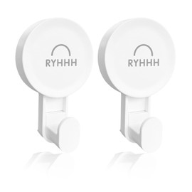 RYHHH Suction Cup Hook, Suction Hook, Bathroom (2 Pieces), No Drilling, Reusable Shower Hooks, Waterproof, Removable Hanger Hook with a Load Capacity of Over 5 kg, for Bathroom, Kitchen, Towel