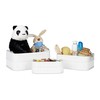 3 x Bamboo Storage Baskets, Fabric Cover, Shelf Basket, Rectangular,