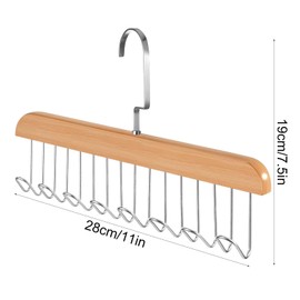 Belt Hanger for Closet,Wooden Belt Organizer with 8 Hooks Max 24 Belts,Bra Hanger Scarf Organizer Tie Rack 360 Degree Rotating Multifunctional Rack for Belt Tie Bra Scarf Tank Top Accessories