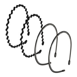 4 Pieces Of Black Metal Headband, Wavy Spiral Shape, Simple And Fashionable, Creative Multi-Purpose Hair Accessories, Universal For Men And Women, Face Wash Makeup Headband.