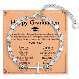 IKIATY 2025 Graduation Gifts for Her, College High School Masters Degree Law Middle School 5th 6th 8th Grade Graduation, Christian Cross Bracelet for Women Girls Friends Daughter Niece Granddaughter