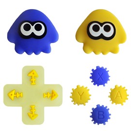 LEPEYMDA Cross Thumb Grip Set for Switch 2, Soft Covers Key Buttons D-Pad Button Caps Creative Joystick Sticker Cover Caps Design for Switch 2 (Blue & Yellow Octopus)