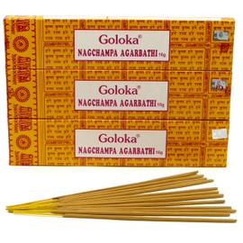 Goloka Nag Champa Agarbathi incense sticks 16 g Yellow Nagchampa pack of 1, 3, 6, 12