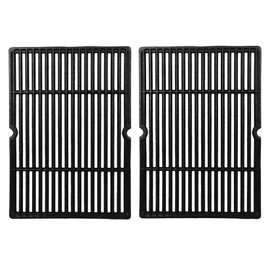 GGC 18 1/4 Inch Grid Grate Replacement for Charbroil, Coleman, Kenmore, Master Forge, Thermos, Uniflame, Master Forge and Others, 2 PCS Porcelain Coated Cast Iron Cooking Grid (18 1/4 x 13 1/8)