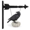 K&K Interiors 41268A-AR 9.75 Inch Resin Crows on White Pumpkin