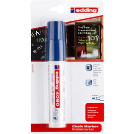 edding 4090 Kreidemarker - blau - 1 Kreidestift - Keilspitze 4-15 mm - breiter Kreidestift für Tafel abwischbar - zum Beschriften von Fenster, Glas, Spiegel - Tafelstift mit deckenden Farben