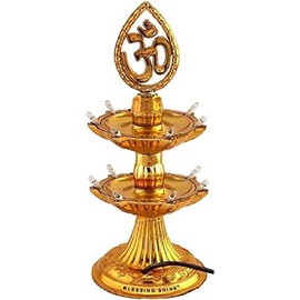 Layer Electric Diya Deepak Plastic Om Light Pooja Diya LED Light Mandir Diya for Home Temple Decor Electric Diya 1PC (Layer 2)