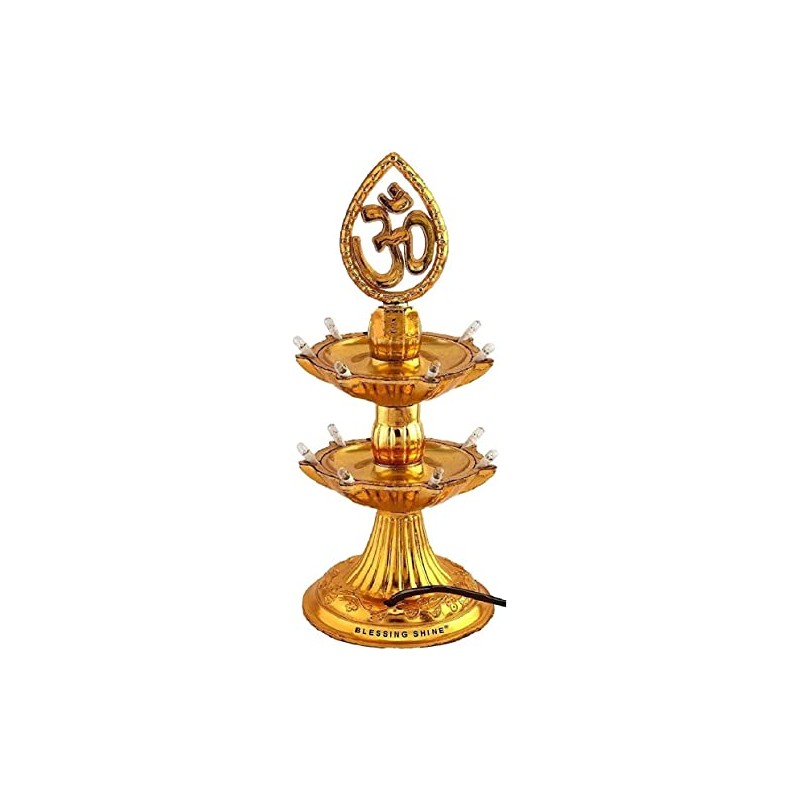 Layer Electric Diya Deepak Plastic Om Light Pooja Diya LED