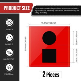 2 Pcs 3 x 3 Feet Distress Flag for Marine Boating Distress Signal Flag PVC SoS Flag Visual Distress Signal for Outdoor Boat Safety Emergency Accesssories, Black and Red