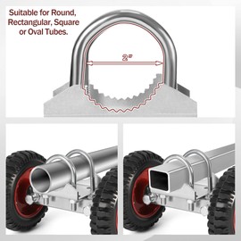 Aukivon 2 Set Rolling Gate 6 inch Rubber Wheel, Double U-Bolts Sliding Gate Rollers for Driveway Chain Link Fence Metal Tube Gates 550lb Capacity, Stainless Sliding Gates Wheels with Hardware Kit