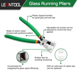 LEONTOOL Glass Cutter Tools Kit Include Glass Running Pliers Grozer Pliers 2 Pairs Replacement Rubber Tips 3 Size Cutter Head Oil Dropper Engraved Pen Screwdriver Storage Bag Glass Cutting Tool Kit