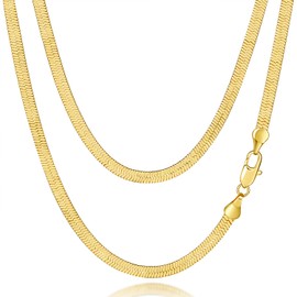 3.5mm Gold Necklaces 14K Gold Chain Necklace Woman Mens Chain 14K Gold Necklace for Women Non Tarnish Herringbone Necklace For Women Snake Chain Necklace 16'' 18'' 20'' 22'' 24'' 26'' 30'' (Length 24 Inches)
