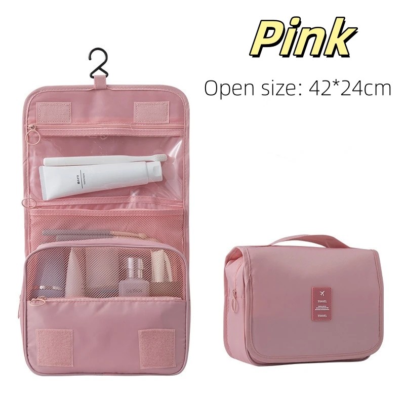 Hanging Toiletry Bag for Travel – Foldable Polyester Organizer with