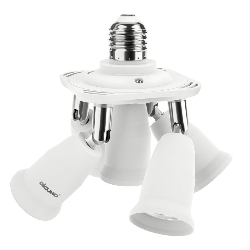 DiCUNO 5 in 1 E26 Light Socket Splitter Adapter, Standard