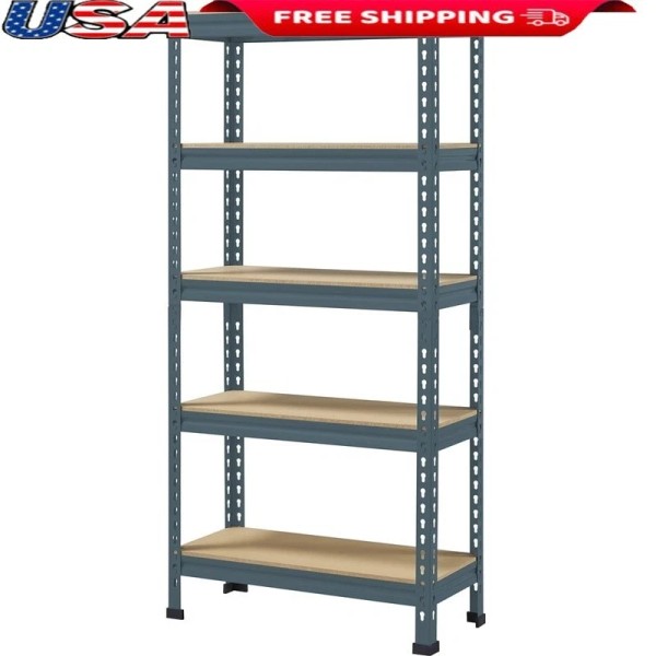 Unbranded 5-Shelf Boltless Adjustable Steel Storage Shelf Garage Rack Heavy