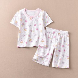 HahaNice 90-160 Children's Clothing, Girls, Pajamas, Kids, Short Sleeve, Room Wear, Top and Bottom Setup, Cotton, Summer Clothes, Sleepwear, Shorts, Half-Length, Girls, Juniors, Cool Neck, Sleepwear,