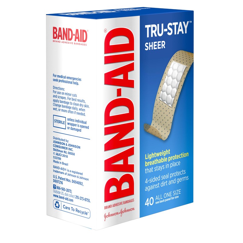 Band-Aid Brand Tru-Stay Sheer Strips Adhesive Sterile Bandages for First
